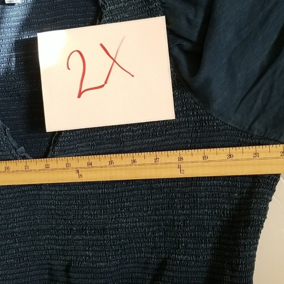 New Old Navy Dress Tencel Chambray Boho Flare Vneck Tiered Swing  Ruched Blouson - Picture 12 of 15